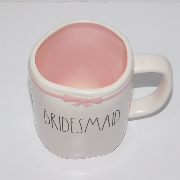 Rae Dunn White Pink Bow Bridesmaid Coffee Mug Bridal Party - Picture 3 of 6